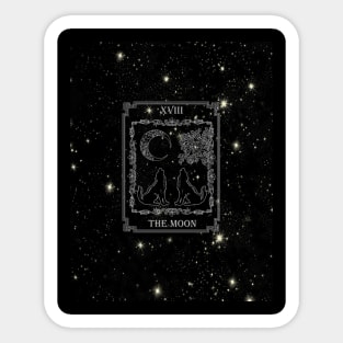 Tarot "The Moon" -silver - wolf version Sticker